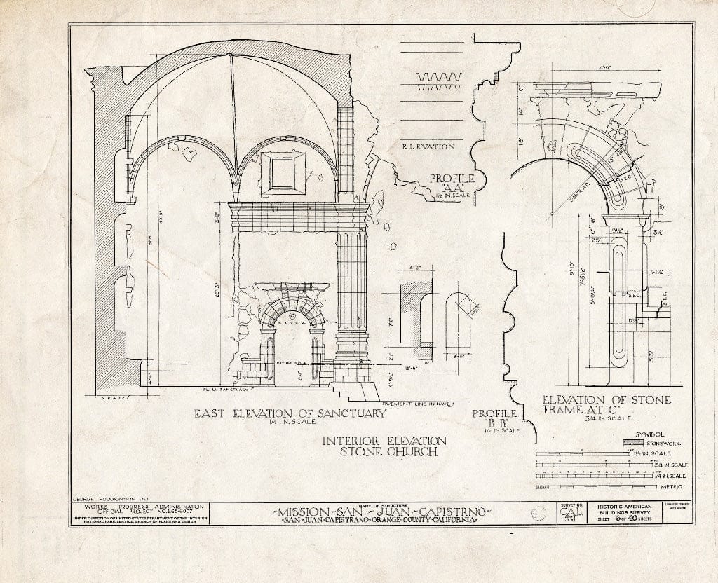 Blueprint HABS Cal,30-SAJUC,1- (Sheet 6 of 40) - Mission San Juan Capistrano, Olive Street, Between U.S. Highway 101 & Main Street, San Juan Capistrano, Orange County, CA
