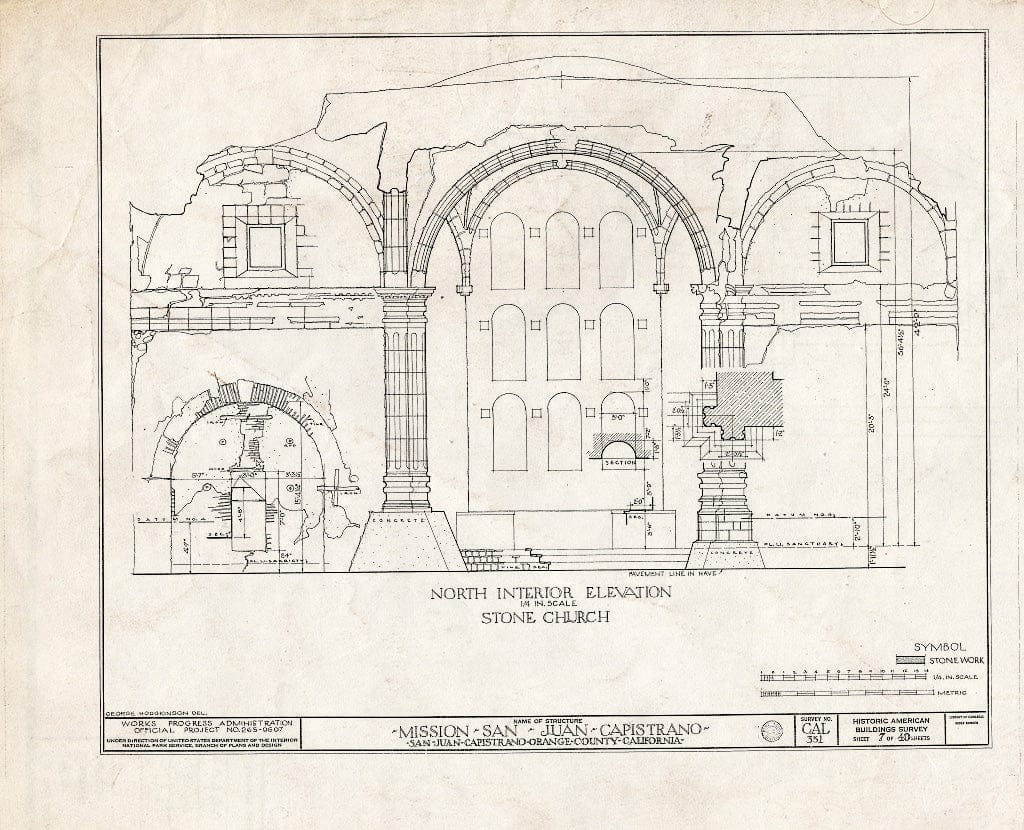 Blueprint HABS Cal,30-SAJUC,1- (Sheet 7 of 40) - Mission San Juan Capistrano, Olive Street, Between U.S. Highway 101 & Main Street, San Juan Capistrano, Orange County, CA