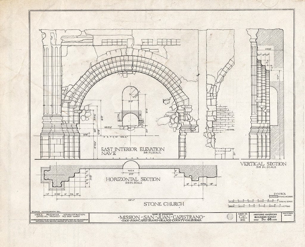 Blueprint HABS Cal,30-SAJUC,1- (Sheet 9 of 40) - Mission San Juan Capistrano, Olive Street, Between U.S. Highway 101 & Main Street, San Juan Capistrano, Orange County, CA