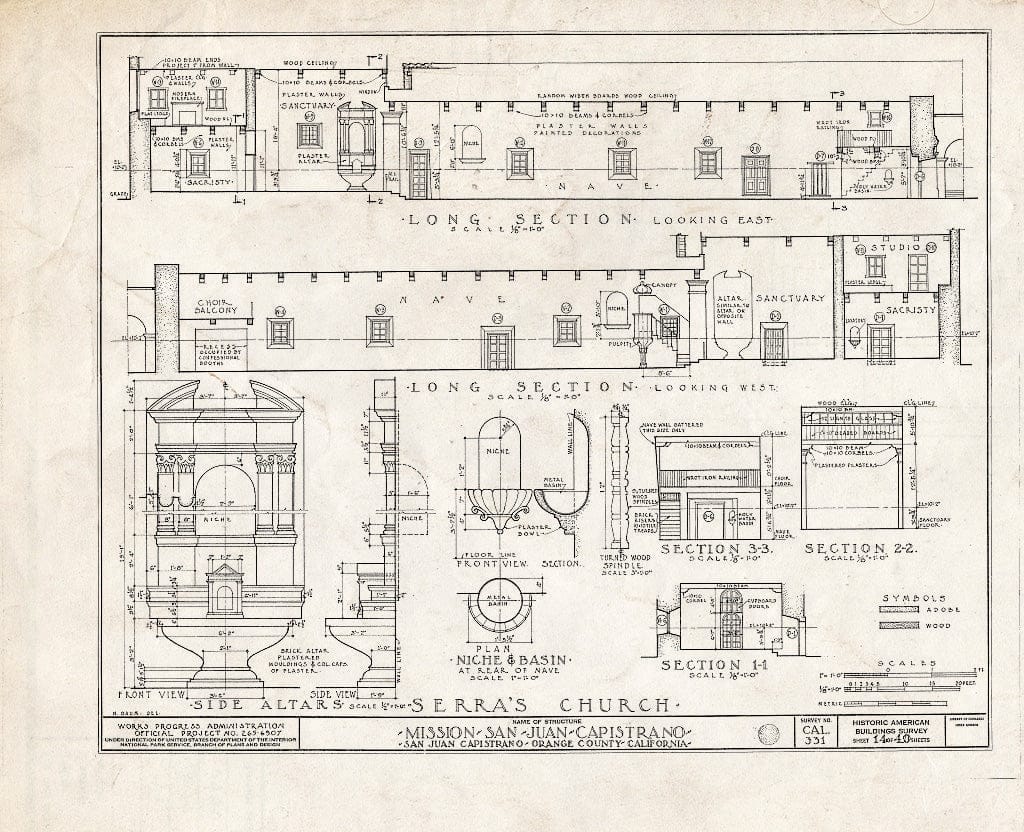 Blueprint HABS Cal,30-SAJUC,1- (Sheet 14 of 40) - Mission San Juan Capistrano, Olive Street, Between U.S. Highway 101 & Main Street, San Juan Capistrano, Orange County, CA