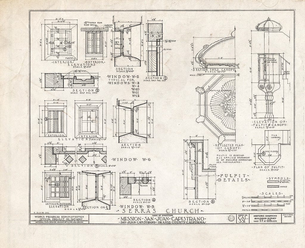 Blueprint HABS Cal,30-SAJUC,1- (Sheet 17 of 40) - Mission San Juan Capistrano, Olive Street, Between U.S. Highway 101 & Main Street, San Juan Capistrano, Orange County, CA