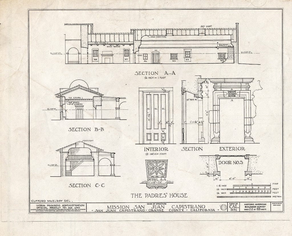 Blueprint HABS Cal,30-SAJUC,1- (Sheet 22 of 40) - Mission San Juan Capistrano, Olive Street, Between U.S. Highway 101 & Main Street, San Juan Capistrano, Orange County, CA