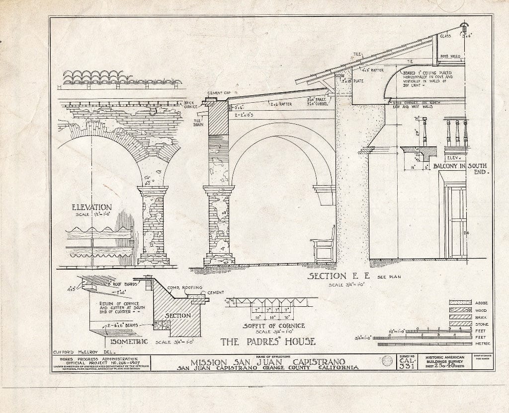 Blueprint HABS Cal,30-SAJUC,1- (Sheet 23 of 40) - Mission San Juan Capistrano, Olive Street, Between U.S. Highway 101 & Main Street, San Juan Capistrano, Orange County, CA