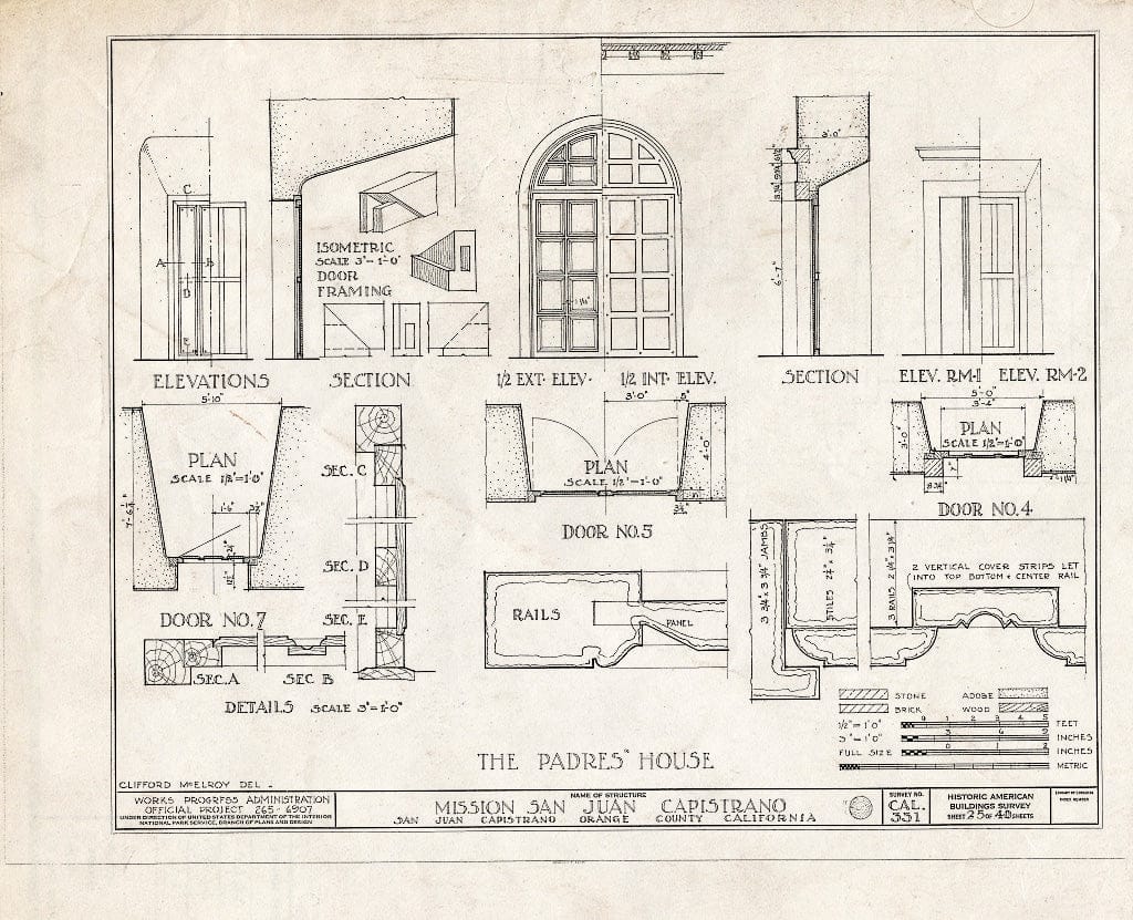 Blueprint HABS Cal,30-SAJUC,1- (Sheet 25 of 40) - Mission San Juan Capistrano, Olive Street, Between U.S. Highway 101 & Main Street, San Juan Capistrano, Orange County, CA