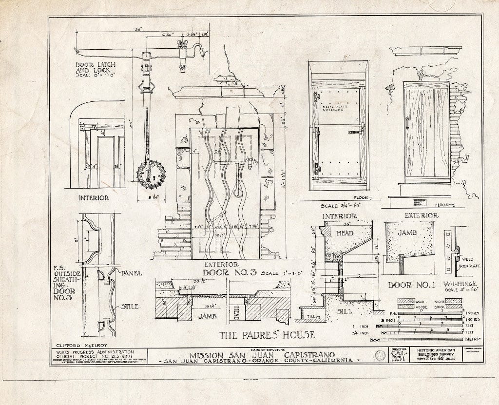 Blueprint HABS Cal,30-SAJUC,1- (Sheet 26 of 40) - Mission San Juan Capistrano, Olive Street, Between U.S. Highway 101 & Main Street, San Juan Capistrano, Orange County, CA
