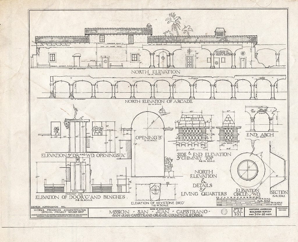 Blueprint HABS Cal,30-SAJUC,1- (Sheet 30 of 40) - Mission San Juan Capistrano, Olive Street, Between U.S. Highway 101 & Main Street, San Juan Capistrano, Orange County, CA