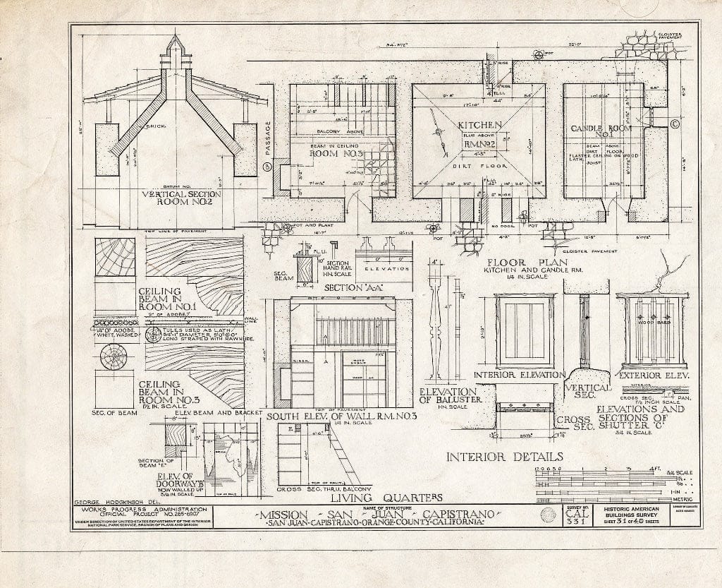 Blueprint HABS Cal,30-SAJUC,1- (Sheet 31 of 40) - Mission San Juan Capistrano, Olive Street, Between U.S. Highway 101 & Main Street, San Juan Capistrano, Orange County, CA