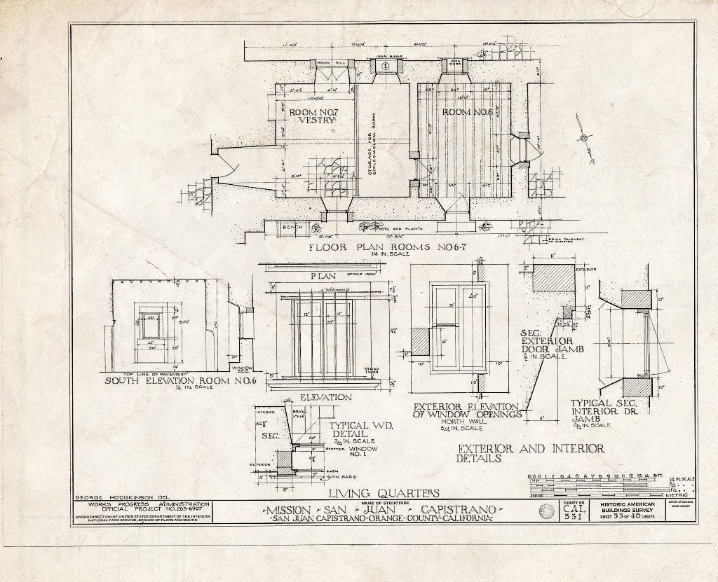 Blueprint HABS Cal,30-SAJUC,1- (Sheet 33 of 40) - Mission San Juan Capistrano, Olive Street, Between U.S. Highway 101 & Main Street, San Juan Capistrano, Orange County, CA