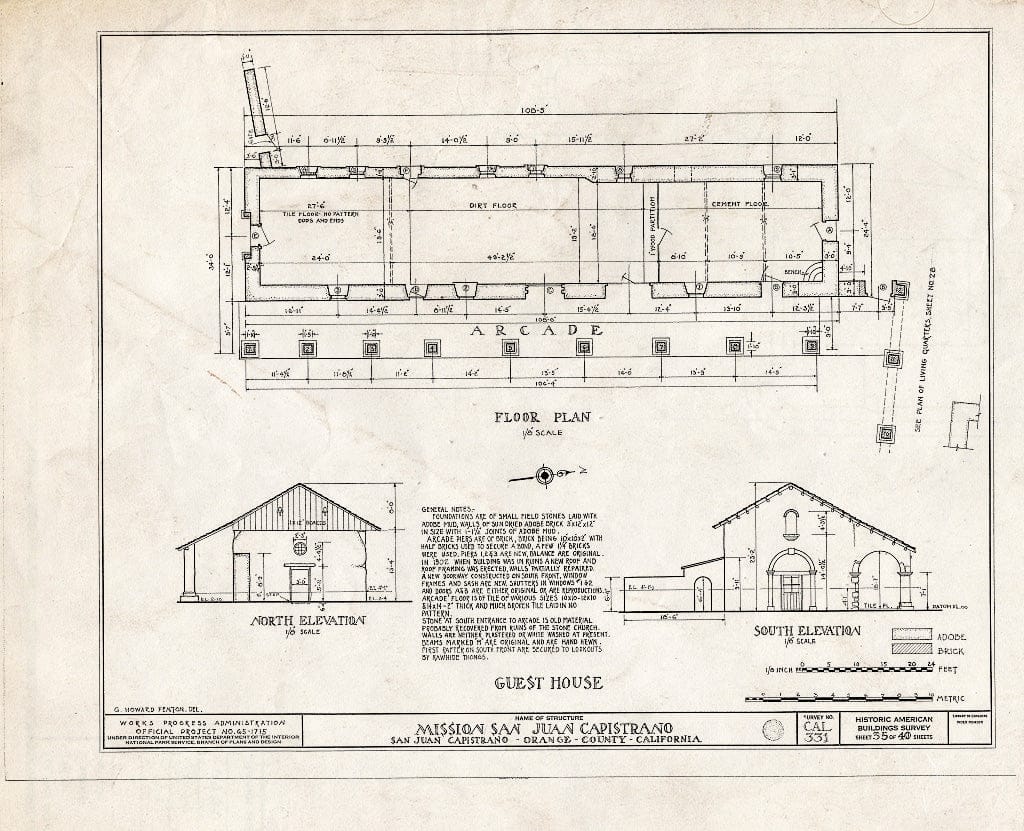 Blueprint HABS Cal,30-SAJUC,1- (Sheet 35 of 40) - Mission San Juan Capistrano, Olive Street, Between U.S. Highway 101 & Main Street, San Juan Capistrano, Orange County, CA