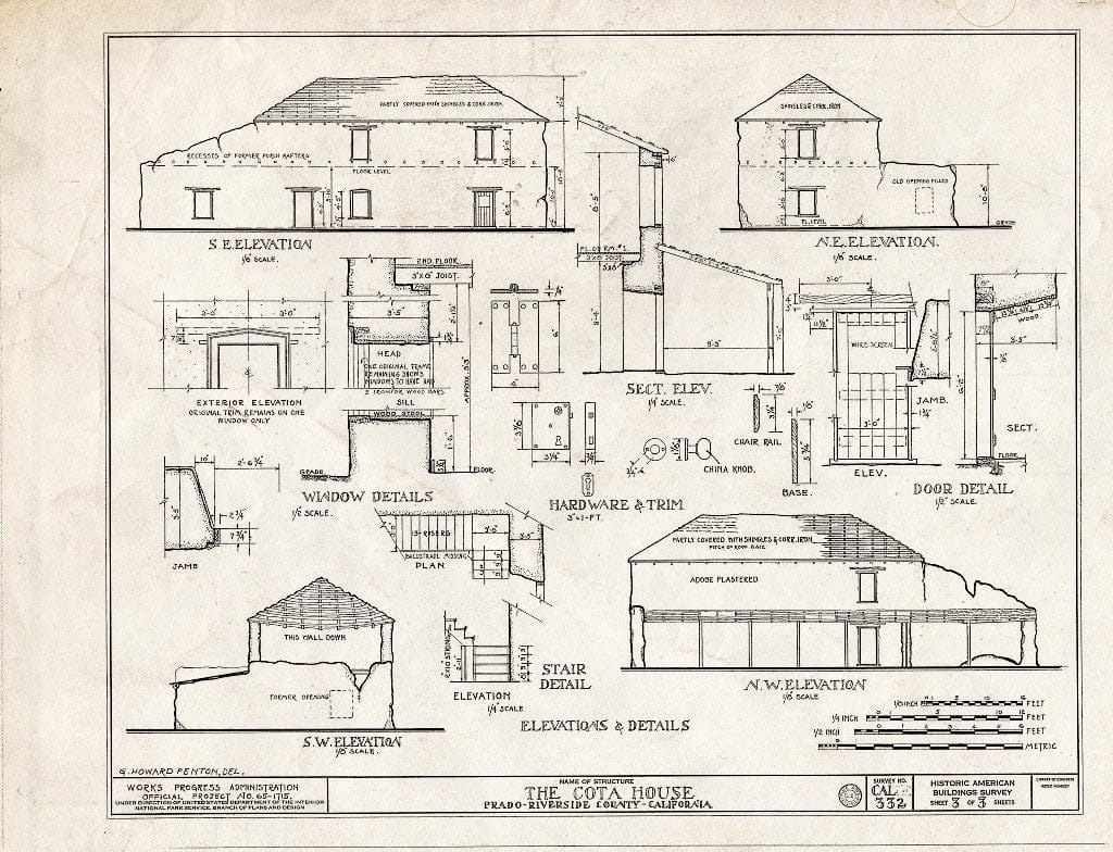 Blueprint HABS Cal,33-Prad.V,1- (Sheet 3 of 3) - COTA House, Corona, Riverside County, CA