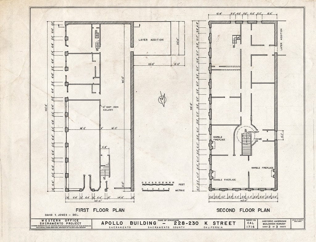 Blueprint HABS Cal,34-SAC,16- (Sheet 2 of 3) - Apollo Building, 228-230 K Street, Sacramento, Sacramento County, CA