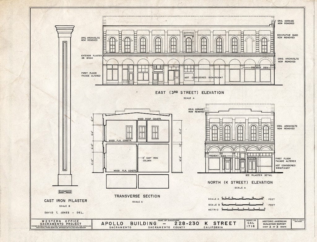 Blueprint HABS Cal,34-SAC,16- (Sheet 3 of 3) - Apollo Building, 228-230 K Street, Sacramento, Sacramento County, CA