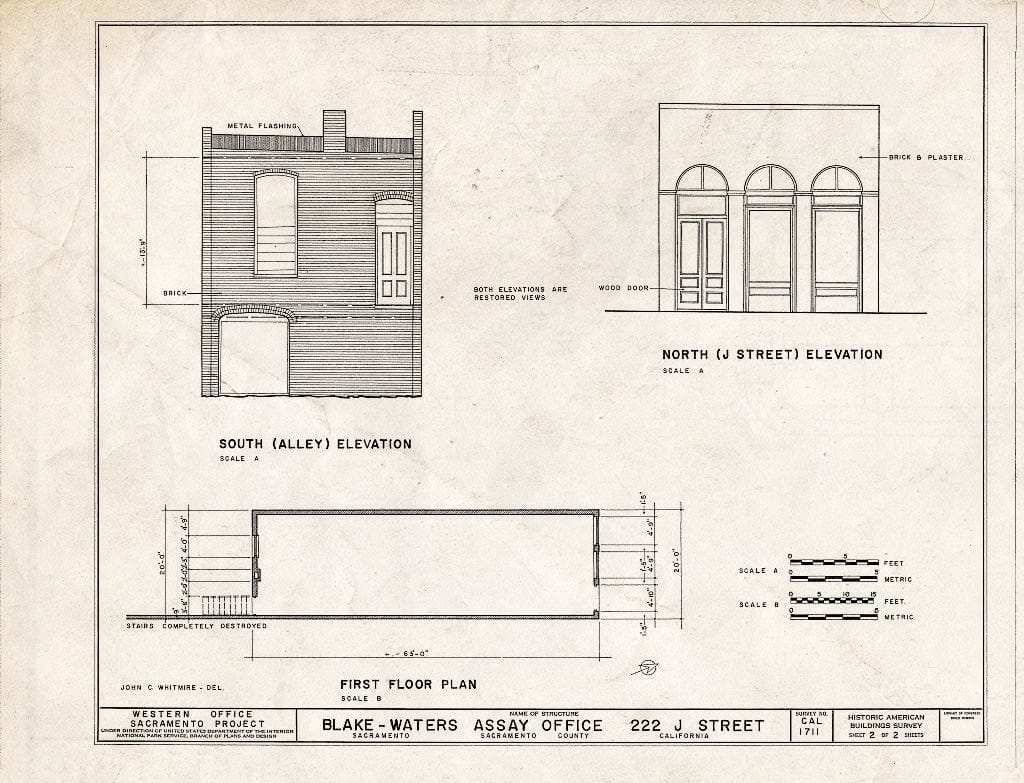 Blueprint HABS Cal,34-SAC,11- (Sheet 2 of 2) - Blake-Waters Assay Office, 222 J Street, Sacramento, Sacramento County, CA