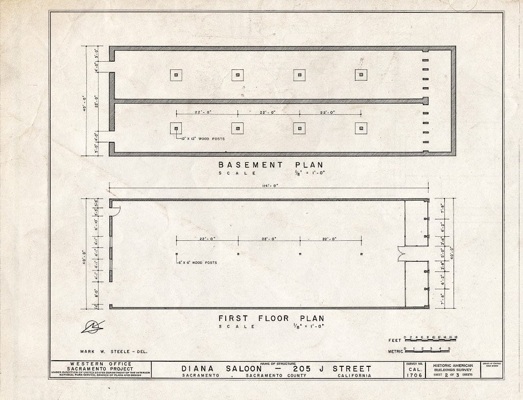 Blueprint HABS Cal,34-SAC,8- (Sheet 2 of 3) - Diana Saloon, 205 J Street, Sacramento, Sacramento County, CA