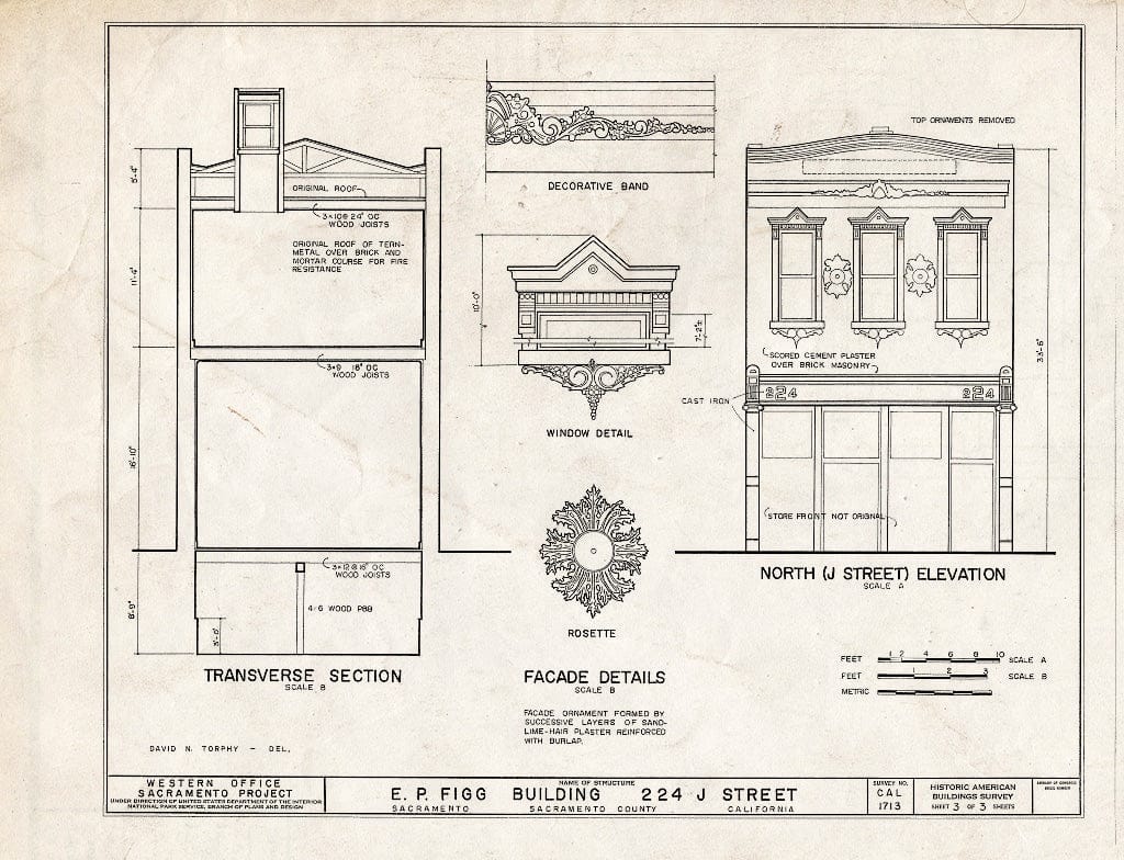 Blueprint HABS Cal,34-SAC,13- (Sheet 3 of 3) - E. P. Figg Building, 224 J Street, Sacramento, Sacramento County, CA