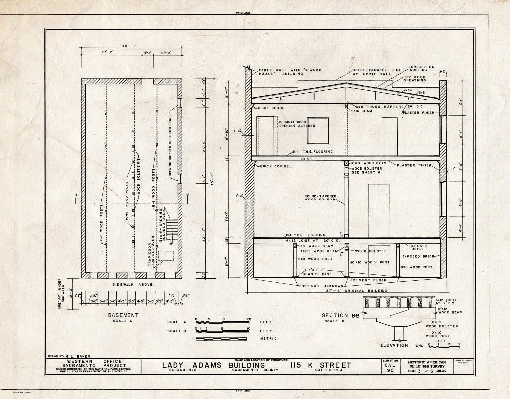 Blueprint HABS Cal,34-SAC,4- (Sheet 3 of 6) - Lady Adams Building, 113-115 K Street, Sacramento, Sacramento County, CA