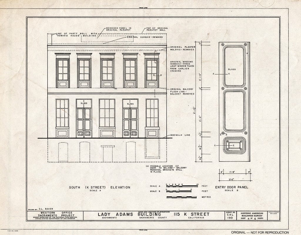 Blueprint HABS Cal,34-SAC,4- (Sheet 4 of 6) - Lady Adams Building, 113-115 K Street, Sacramento, Sacramento County, CA