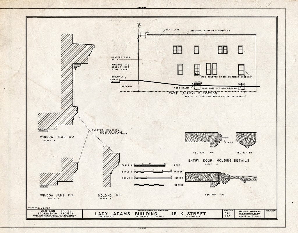 Blueprint HABS Cal,34-SAC,4- (Sheet 5 of 6) - Lady Adams Building, 113-115 K Street, Sacramento, Sacramento County, CA