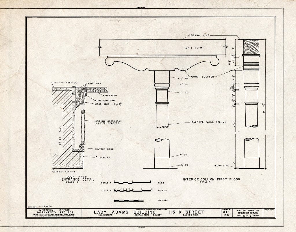 Blueprint HABS Cal,34-SAC,4- (Sheet 6 of 6) - Lady Adams Building, 113-115 K Street, Sacramento, Sacramento County, CA