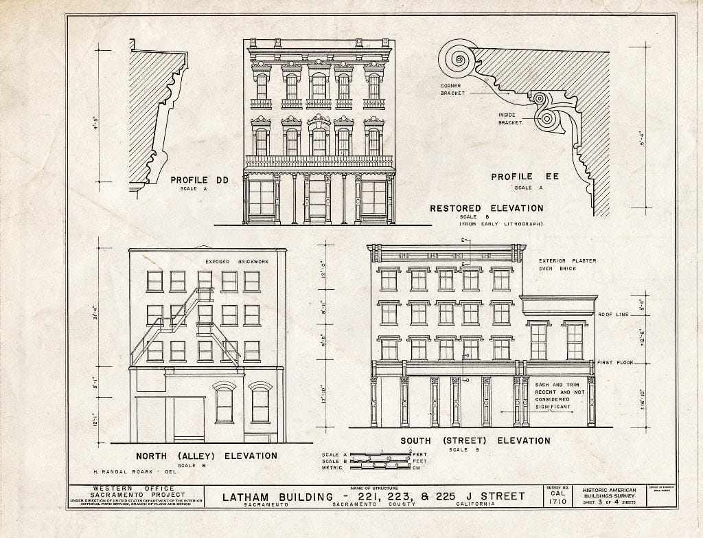 Blueprint HABS Cal,34-SAC,10- (Sheet 3 of 4) - Latham Building, 221-225 J Street, Sacramento, Sacramento County, CA
