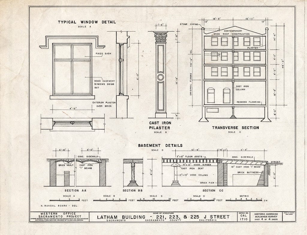Blueprint HABS Cal,34-SAC,10- (Sheet 4 of 4) - Latham Building, 221-225 J Street, Sacramento, Sacramento County, CA
