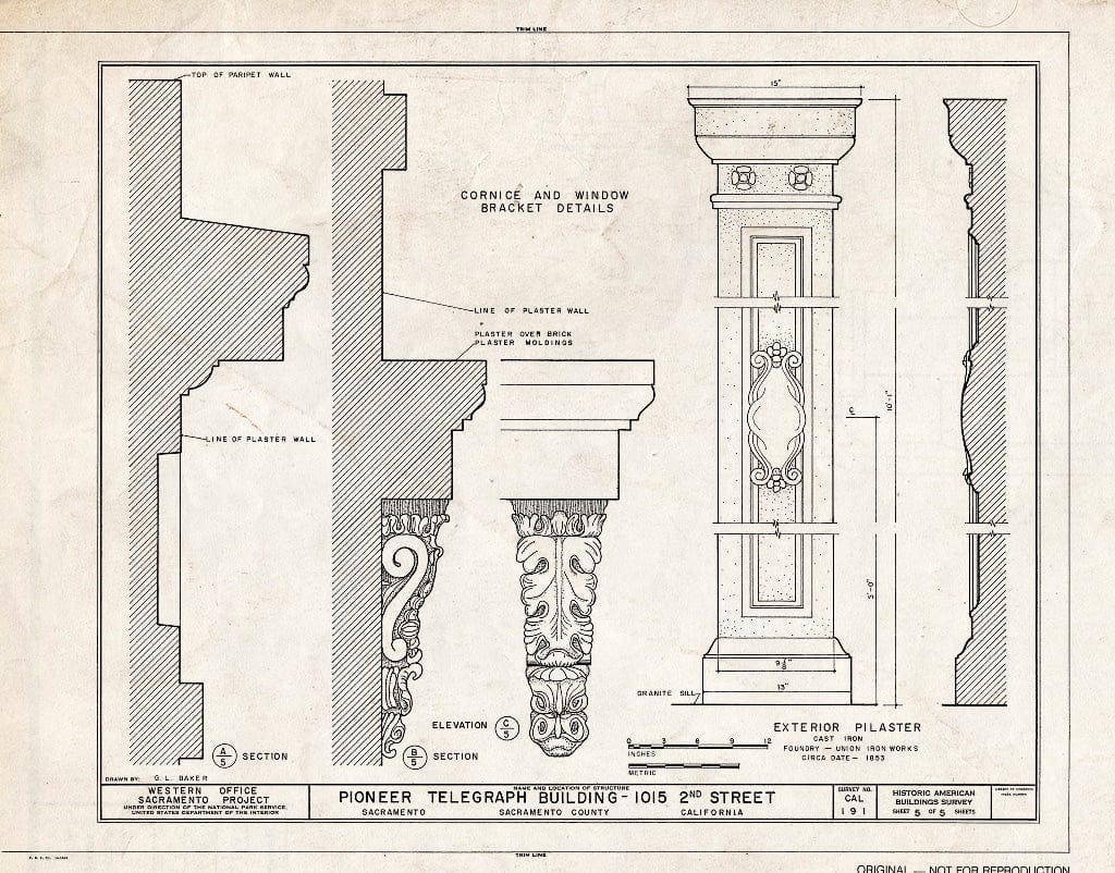 Blueprint HABS Cal,34-SAC,5- (Sheet 5 of 5) - Pioneer Telegraph Building, 1015 Second Street, Sacramento, Sacramento County, CA