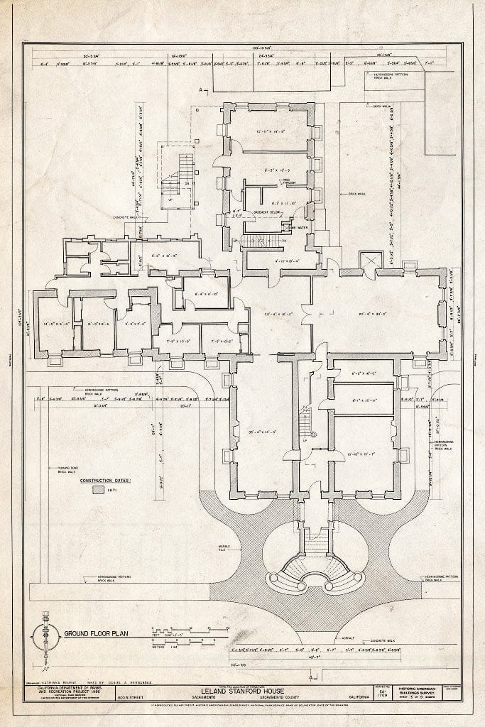 Blueprint HABS Cal,34-SAC,9- (Sheet 3 of 9) - Leland Stanford House, 800 N Street, Sacramento, Sacramento County, CA
