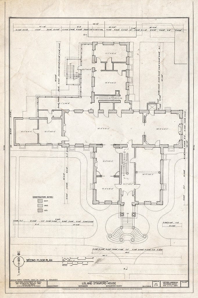 Blueprint HABS Cal,34-SAC,9- (Sheet 4 of 9) - Leland Stanford House, 800 N Street, Sacramento, Sacramento County, CA