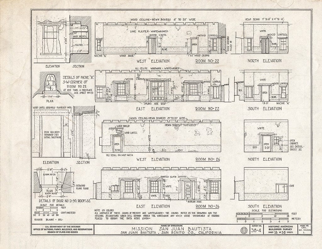 Blueprint HABS Cal,35-SAJUB,1- (Sheet 18 of 38) - Mission San Juan Bautista, Second Street, San Juan Bautista Plaza, San Juan Bautista, San Benito County, CA