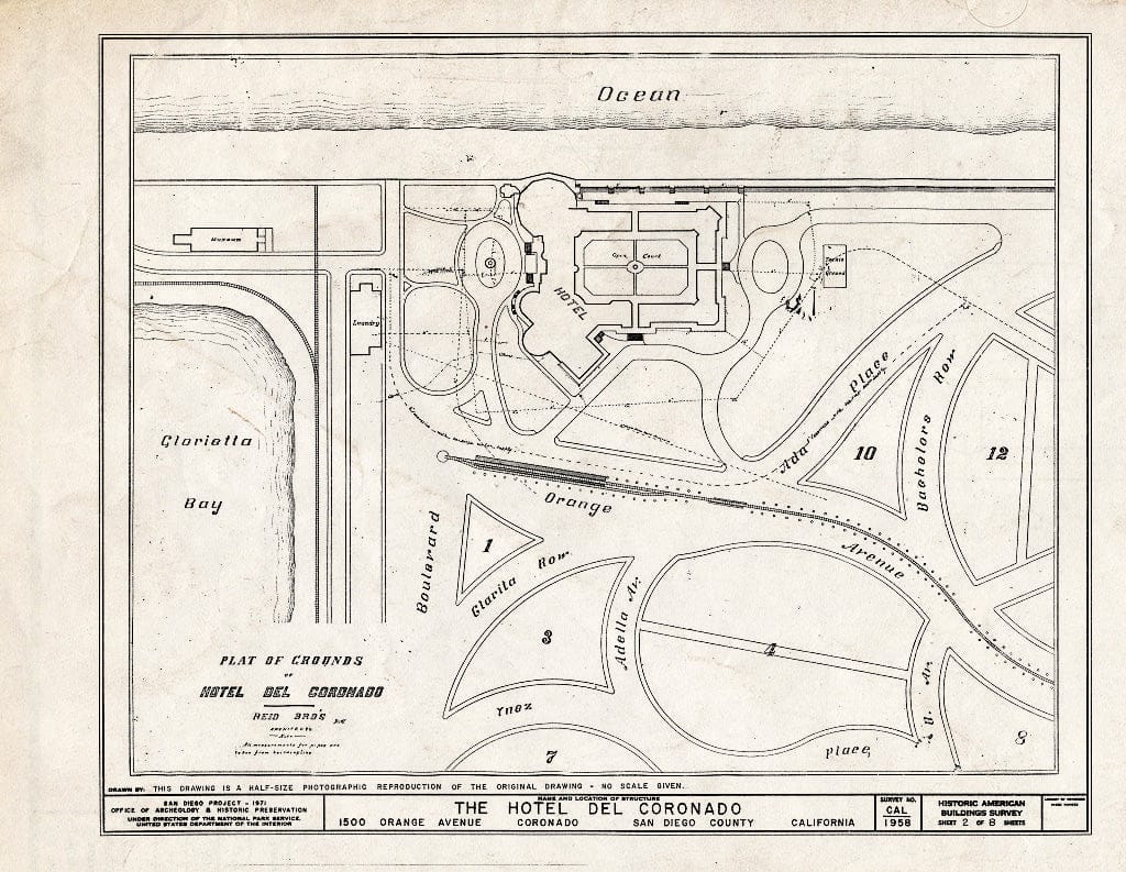 Blueprint HABS Cal,37-CORO,1- (Sheet 2 of 8) - Hotel Del Coronado, 1500 Orange Avenue, Coronado, San Diego County, CA