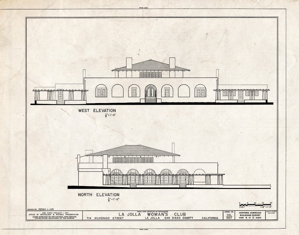 Blueprint HABS Cal,37-LAJOL,1- (Sheet 4 of 5) - La Jolla Women's Club, 715 Silverado Street, La Jolla, San Diego County, CA