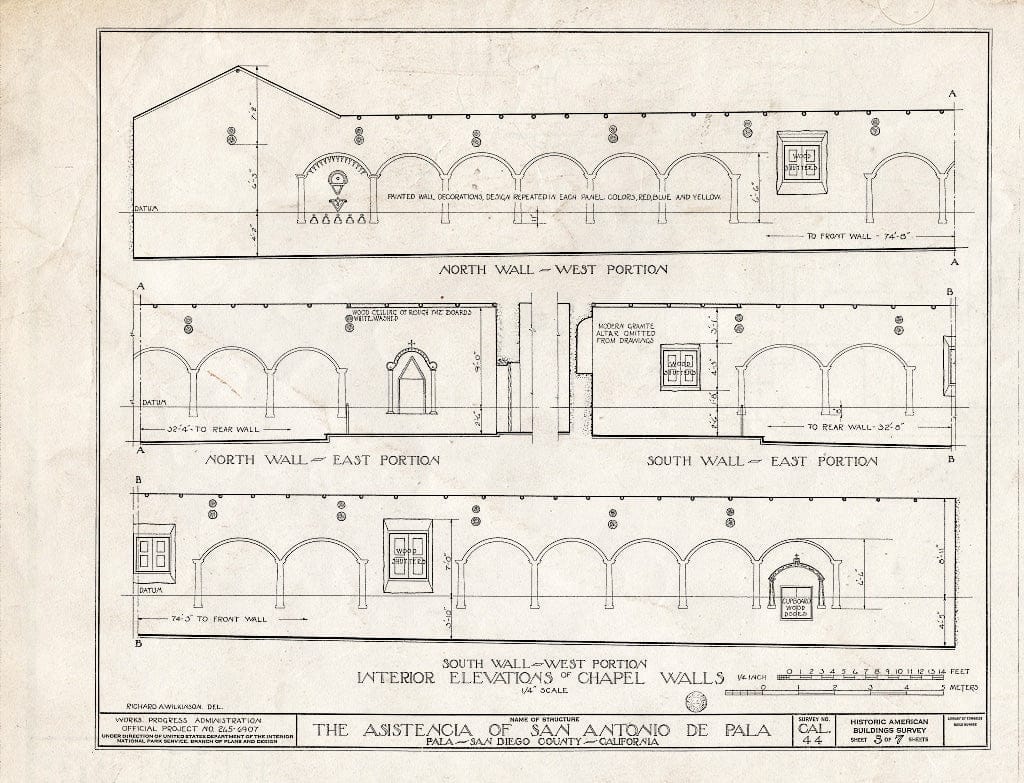Blueprint HABS Cal,37-PALA,1- (Sheet 5 of 7) - Asistencia of San Antonio de Pala, Mission Road, Pala, San Diego County, CA