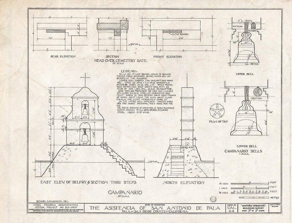 Blueprint HABS Cal,37-PALA,1- (Sheet 7 of 7) - Asistencia of San Antonio de Pala, Mission Road, Pala, San Diego County, CA