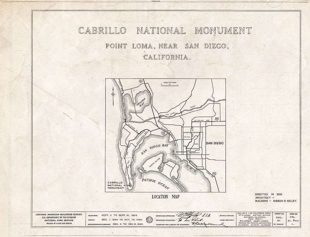 Blueprint HABS Cal,37-Polo,1- (Sheet 0 of 10) - Point Loma Lighthouse No. 355, (Moved), San Diego, San Diego County, CA