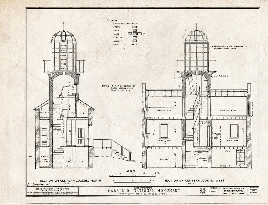 Blueprint HABS Cal,37-Polo,1- (Sheet 3 of 10) - Point Loma Lighthouse No. 355, (Moved), San Diego, San Diego County, CA