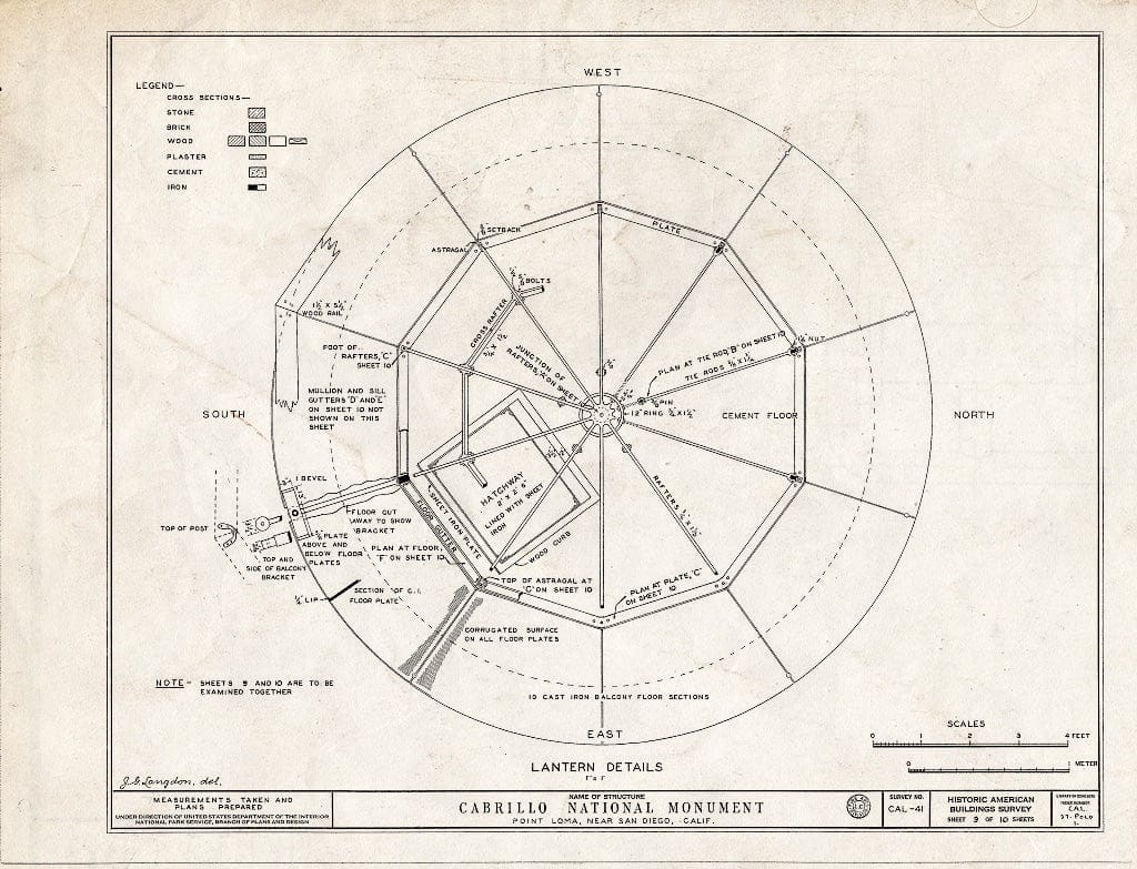 Blueprint HABS Cal,37-Polo,1- (Sheet 9 of 10) - Point Loma Lighthouse No. 355, (Moved), San Diego, San Diego County, CA