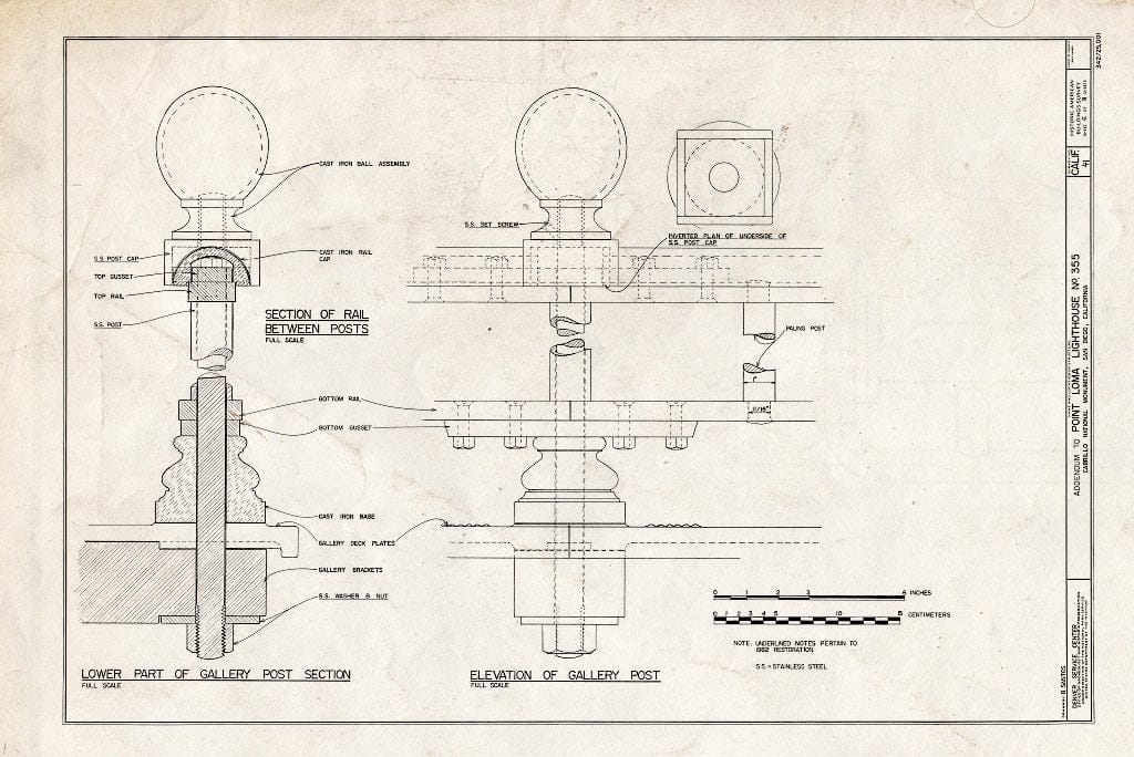 Blueprint HABS Cal,37-Polo,1- (Sheet 6 of 9) - Point Loma Lighthouse No. 355, (Moved), San Diego, San Diego County, CA
