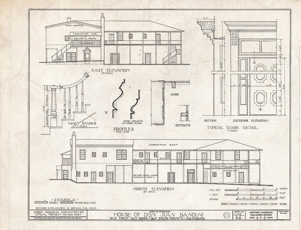 Blueprint HABS Cal,37-OLTO,2- (Sheet 4 of 4) - Don Juan Bandini Home, Mason & Calhoun Streets, San Diego, San Diego County, CA