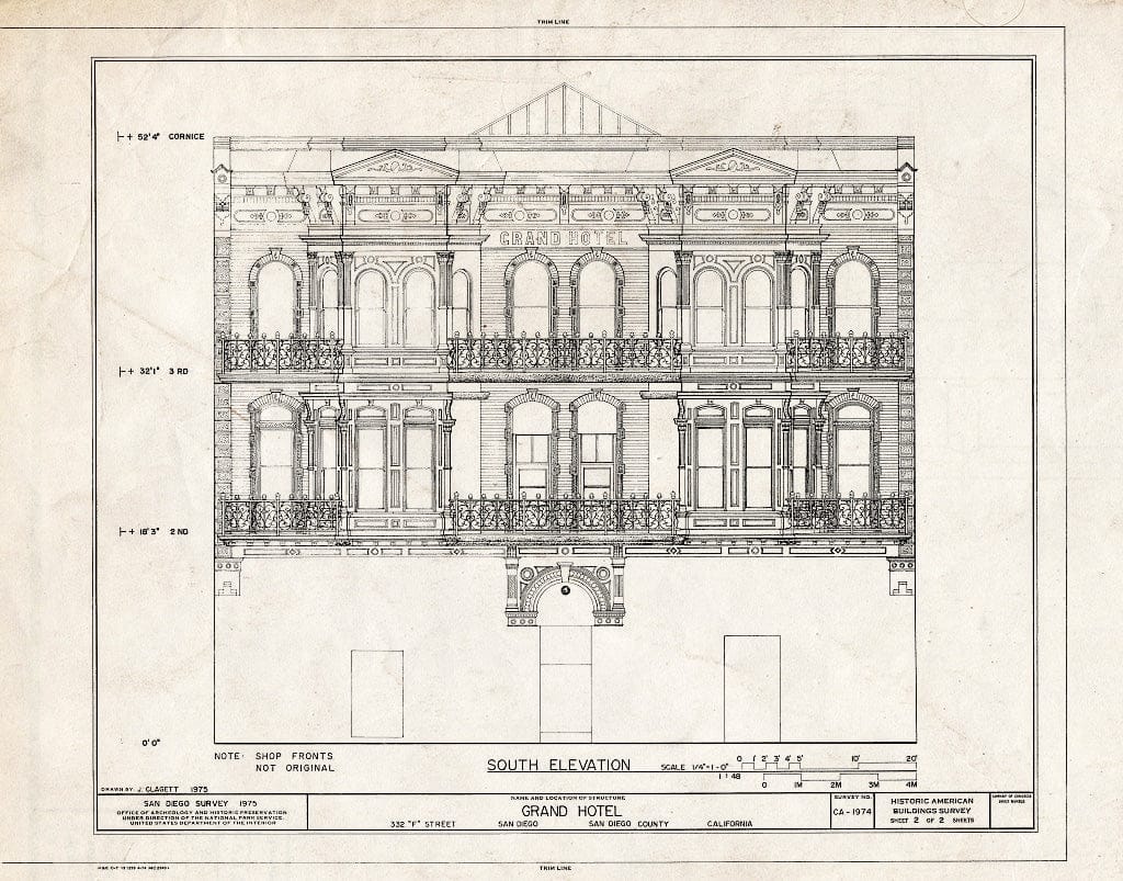 Blueprint HABS Cal,37-SANDI,18- (Sheet 2 of 2) - Grand Hotel, 332 F Street, San Diego, San Diego County, CA