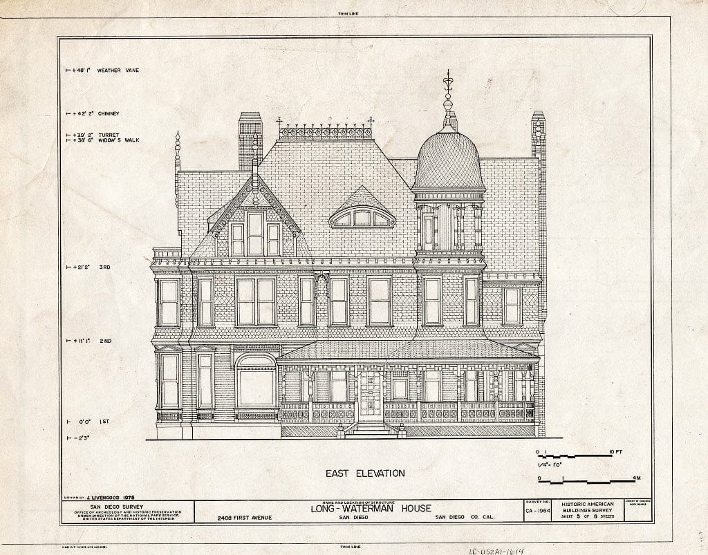 Blueprint HABS Cal,37-SANDI,20- (Sheet 5 of 8) - Long-Waterman House, 2408 First Avenue, San Diego, San Diego County, CA