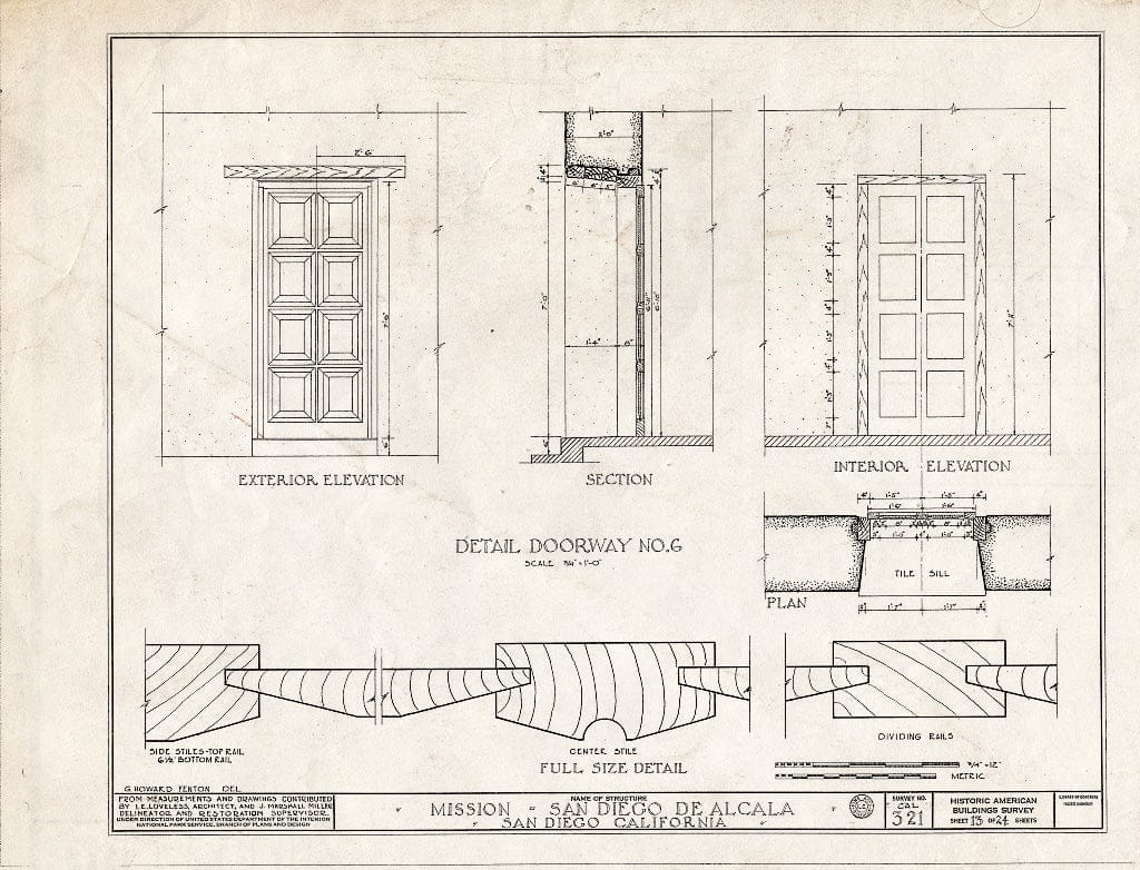 Blueprint HABS Cal,37-SANDI,1- (Sheet 13 of 24) - Mission San Diego de Alcala, Misson Valley Road, San Diego, San Diego County, CA