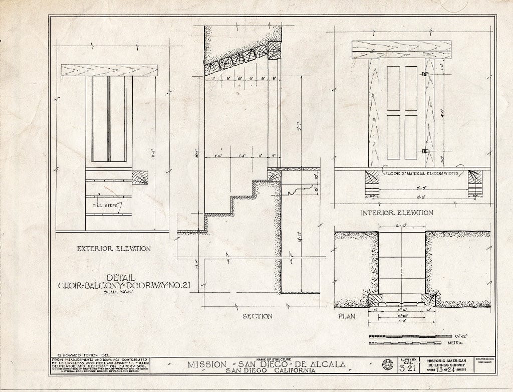 Blueprint HABS Cal,37-SANDI,1- (Sheet 15 of 24) - Mission San Diego de Alcala, Misson Valley Road, San Diego, San Diego County, CA