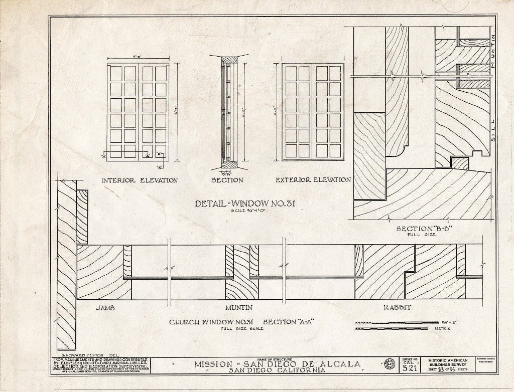 Blueprint HABS Cal,37-SANDI,1- (Sheet 18 of 24) - Mission San Diego de Alcala, Misson Valley Road, San Diego, San Diego County, CA