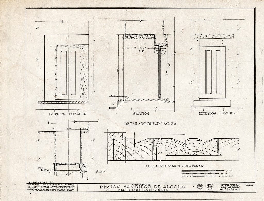 Blueprint HABS Cal,37-SANDI,1- (Sheet 21 of 24) - Mission San Diego de Alcala, Misson Valley Road, San Diego, San Diego County, CA