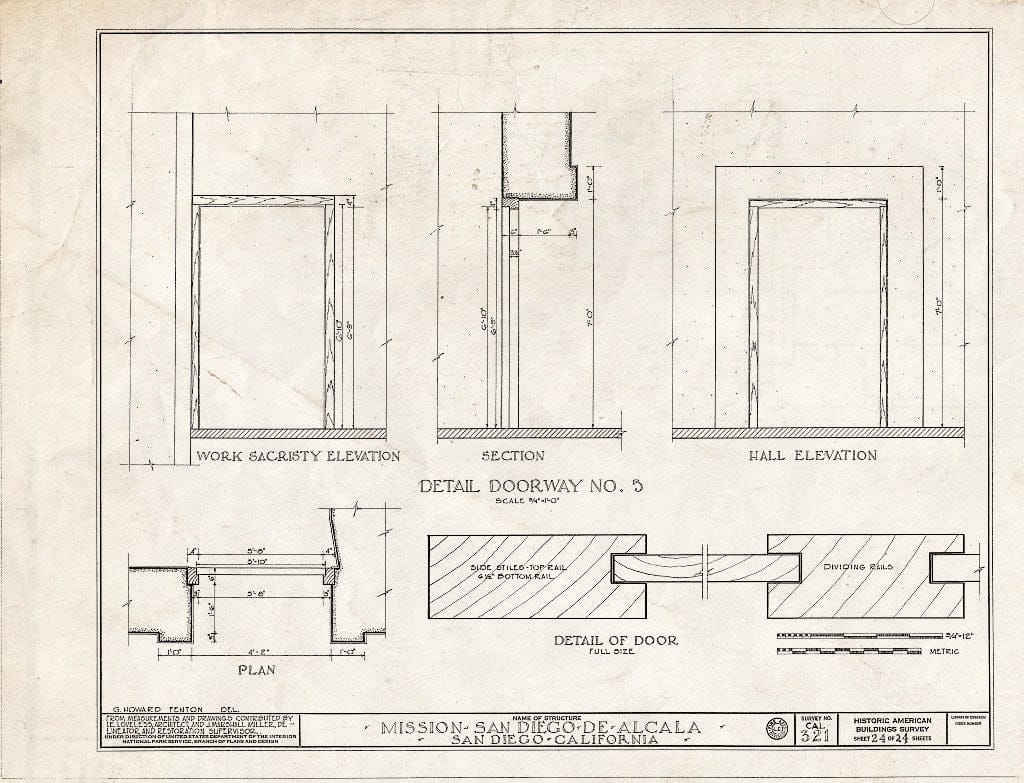 Blueprint HABS Cal,37-SANDI,1- (Sheet 24 of 24) - Mission San Diego de Alcala, Misson Valley Road, San Diego, San Diego County, CA