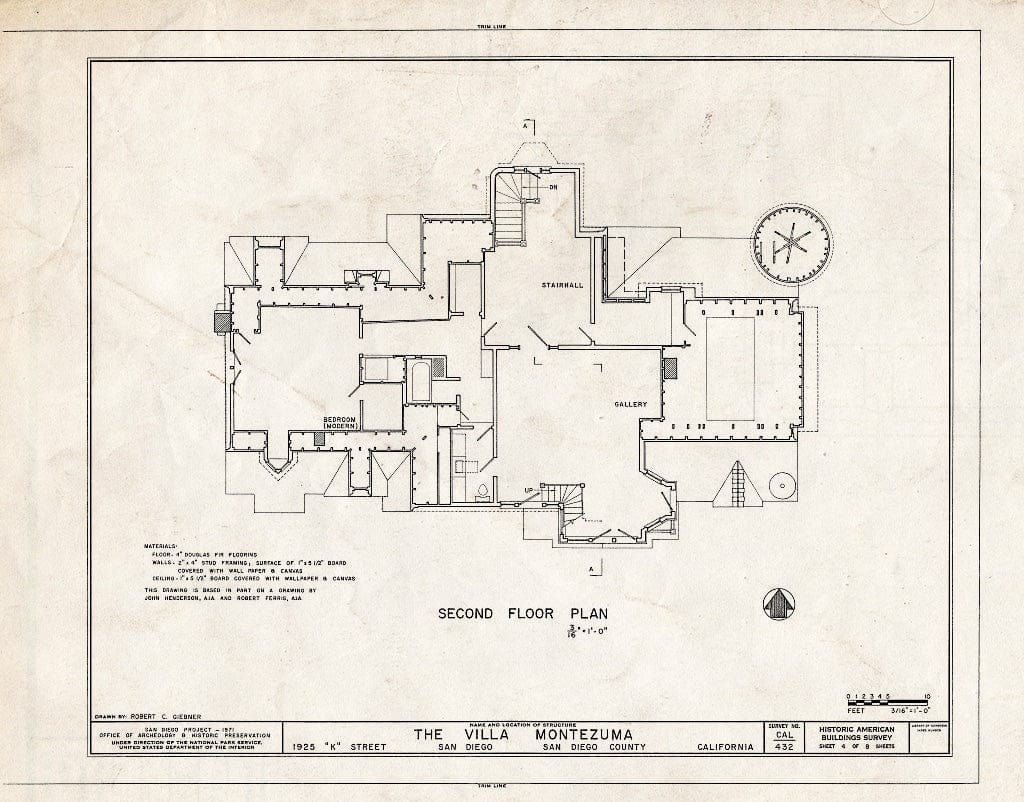 Blueprint HABS Cal,37-SANDI,6- (Sheet 4 of 8) - Villa Montezuma, 1925 K Street, San Diego, San Diego County, CA