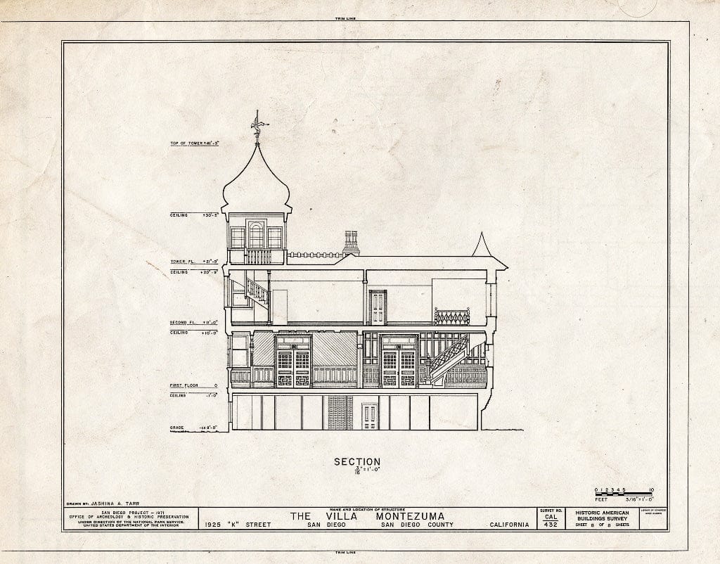 Blueprint HABS Cal,37-SANDI,6- (Sheet 8 of 8) - Villa Montezuma, 1925 K Street, San Diego, San Diego County, CA