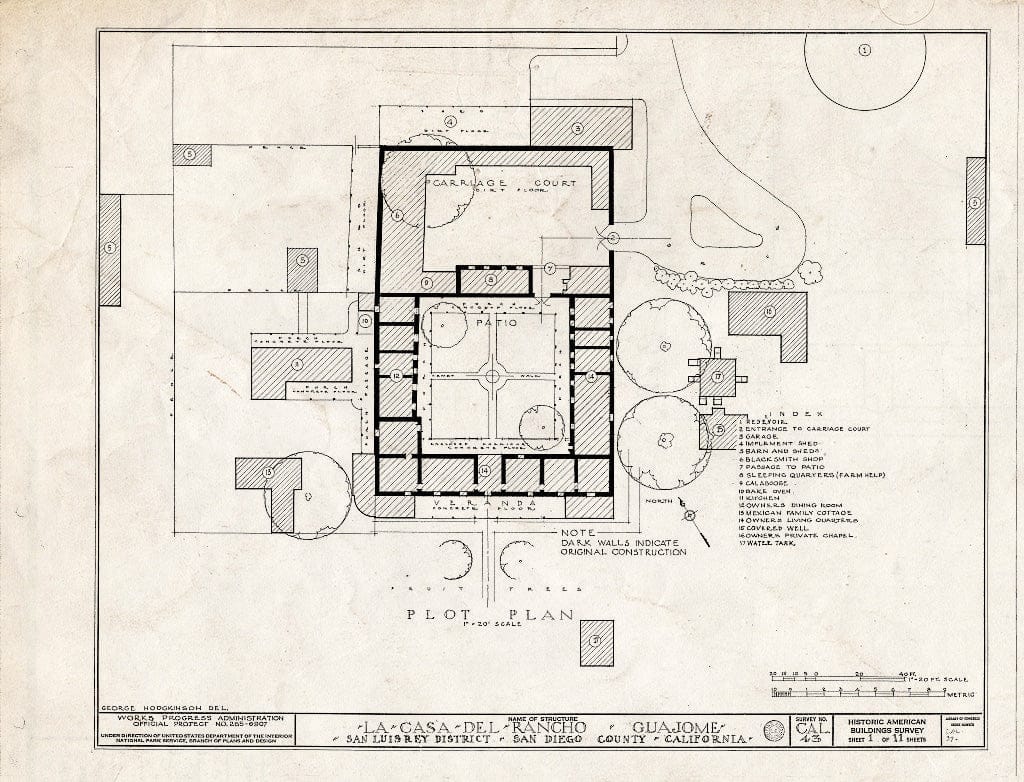 Blueprint HABS Cal,37-VIST.V,1- (Sheet 1 of 11) - Casa de Rancho Guajome, San Luis Rey, San Diego County, CA