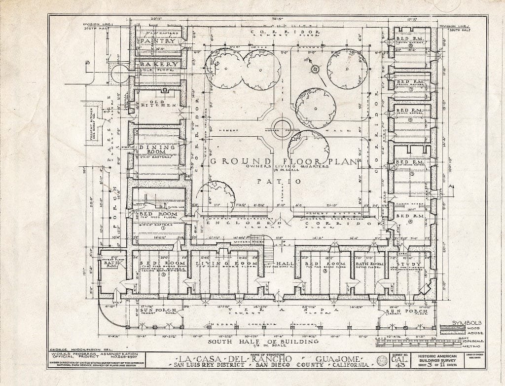 Blueprint HABS Cal,37-VIST.V,1- (Sheet 3 of 11) - Casa de Rancho Guajome, San Luis Rey, San Diego County, CA