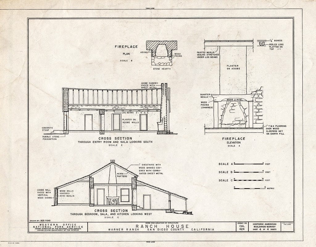 Blueprint HABS Cal,37-WARN.V,1- (Sheet 4 of 4) - Warner Ranch, Ranch House, San Felipe Road (State Highway S2), Warner Springs, San Diego County, CA